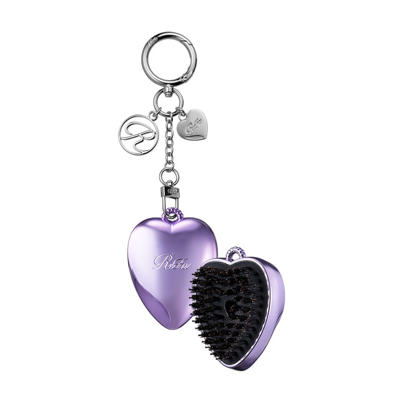 ReFa HEART BRUSH CHARM (Rose Gold / M-Pink / M-Mint Green / M-Purple) | Choice of 4 Colors, Gloss-Make Brush, 100% Natural Boar Bristles, Protective Cover with Mirror, Key Charm, Bag Accessory, Present, Gift, MTG, Japanese Hair Care