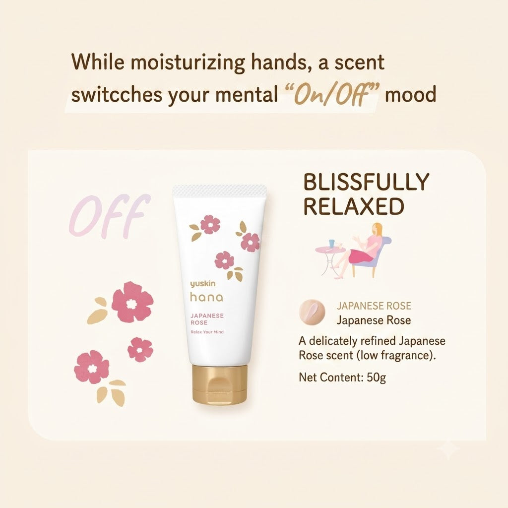 ユースキン ハナ ハンドクリーム ジャパニーズローズの香り 50g チューブタイプ 薔薇 高保湿 低刺激処方 ミニサイズ 手あれ スキンケア 日本製