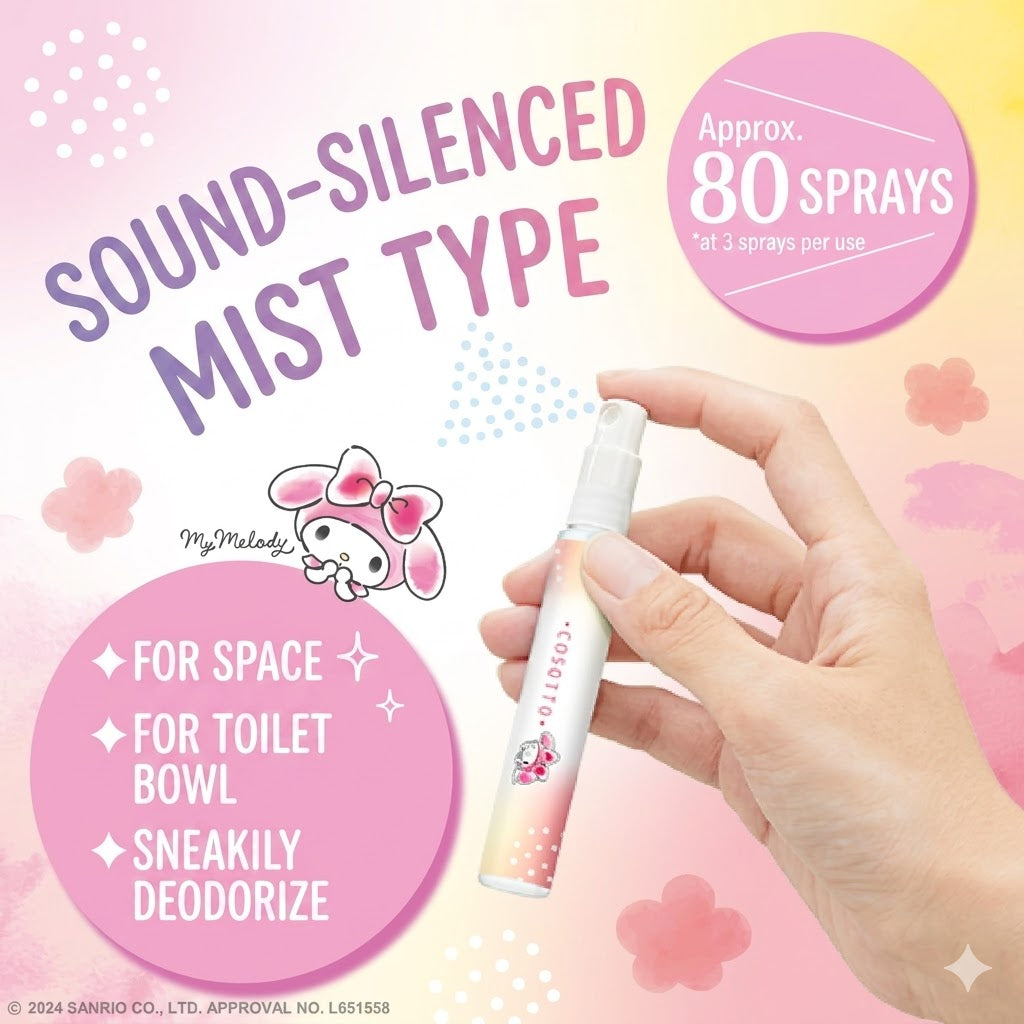 消臭力 携帯タイプ トイレ用 消臭ミストスプレー 9ml マイメロディ フレアフルールの香り（サンリオ公式ライセンス・静音ミスト・機内持ち込みOK）