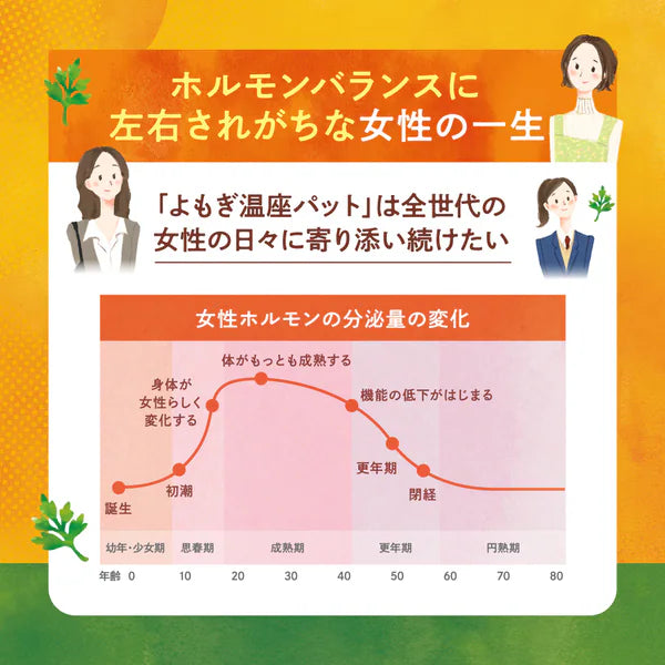 よもぎ温座パット オーガニック 6回分｜よもぎ蒸し 温熱パッド 温活 冷え対策 女性用カイロ リラックス 日本製