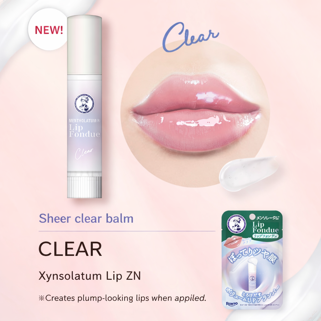 Mentholatum Lip Fondue Clear, Fragrance-Free, Moisturizing Lip Gloss, Plump Lips, Chapped Lip & Dryness Prevention, High Moisture, Translucent, Shine, Lip Care, Rohto Pharmaceutical
