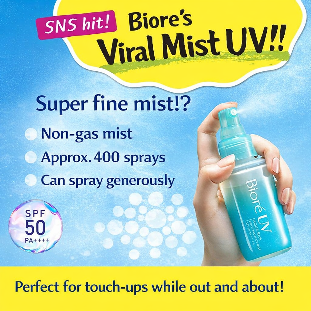 ビオレUV アクアリッチ アクアプロテクトミスト SPF50+ PA++++ 日焼け止め 60ml Biore UV Aqua Rich Mist