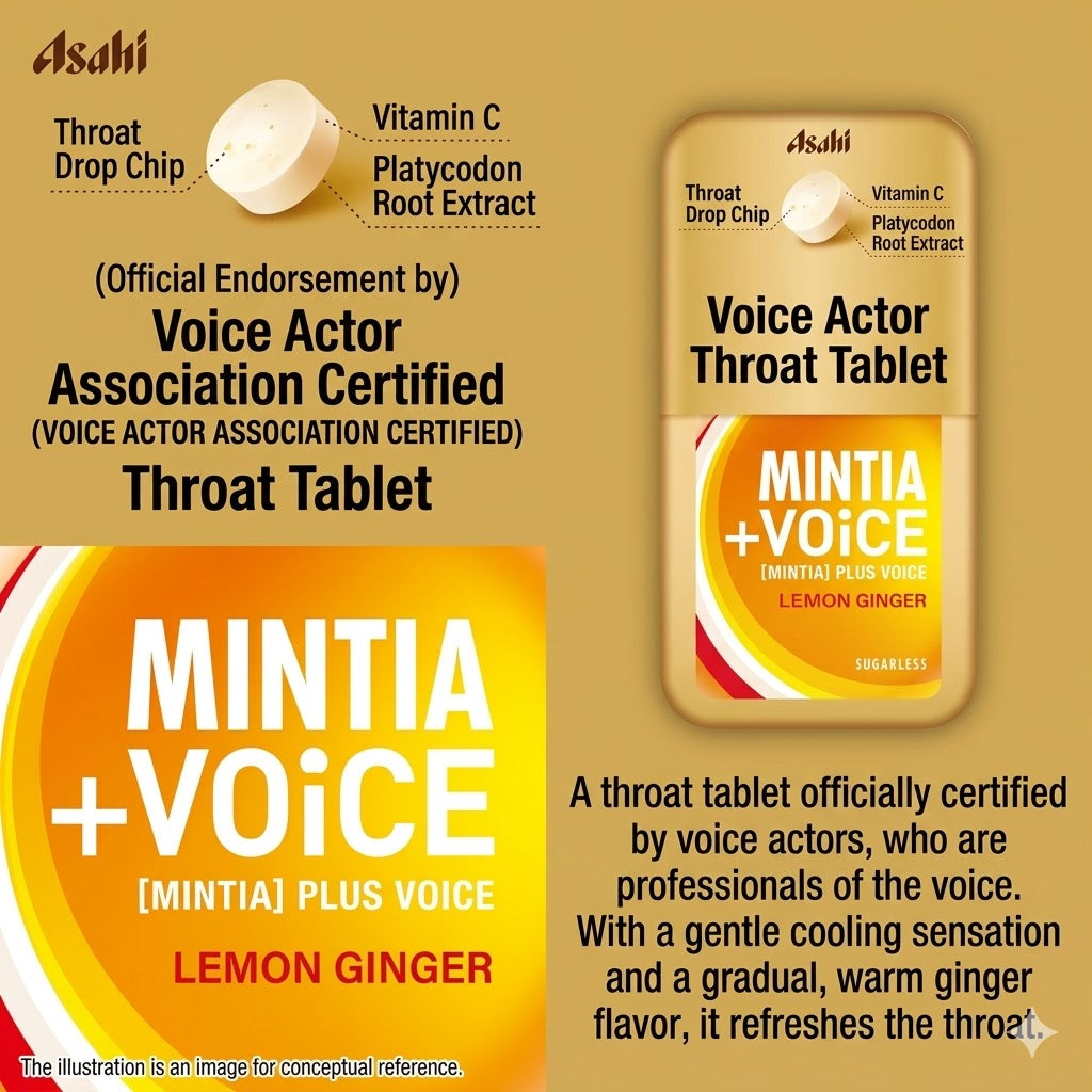 Asahi MINTIA +VOiCE Lemon Ginger 30 Tablets | Refreshing Tablets | Confectionery | Refreshing Mint | Made in Japan Asahi MINTIA