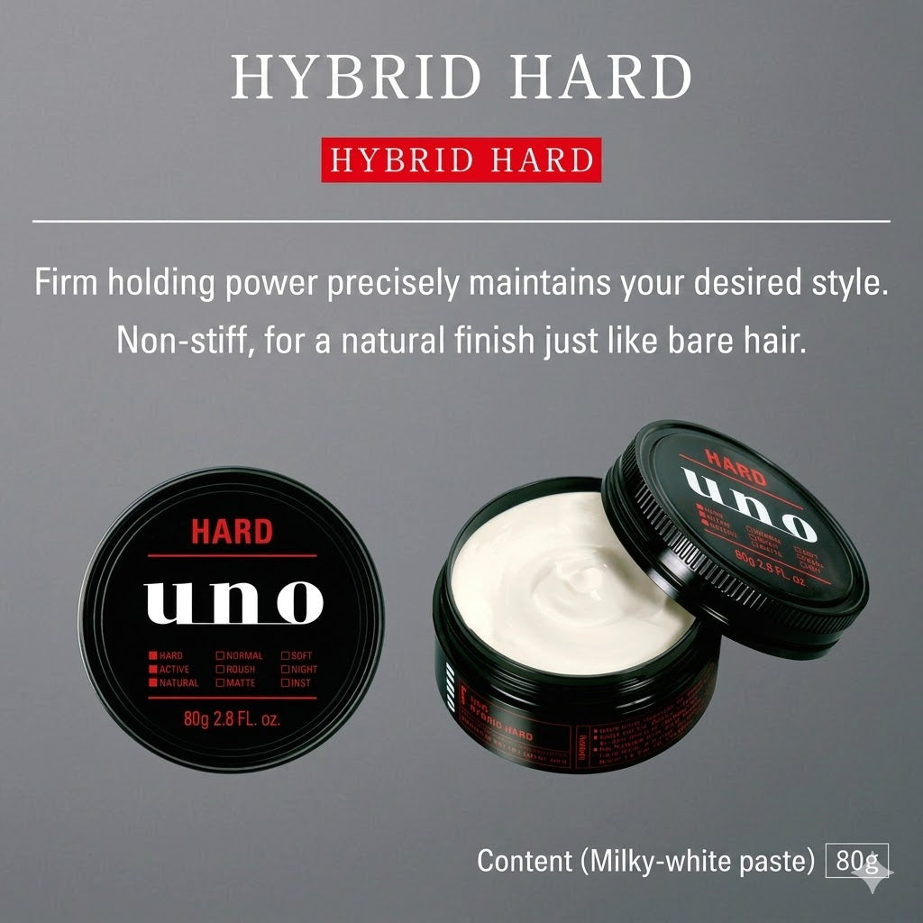 uno ハイブリッドハード 80g ナチュラル質感 ヘアワックス メンズ スタイリング剤 ハードなキープ力 湿気・紫外線ケア ウーノ