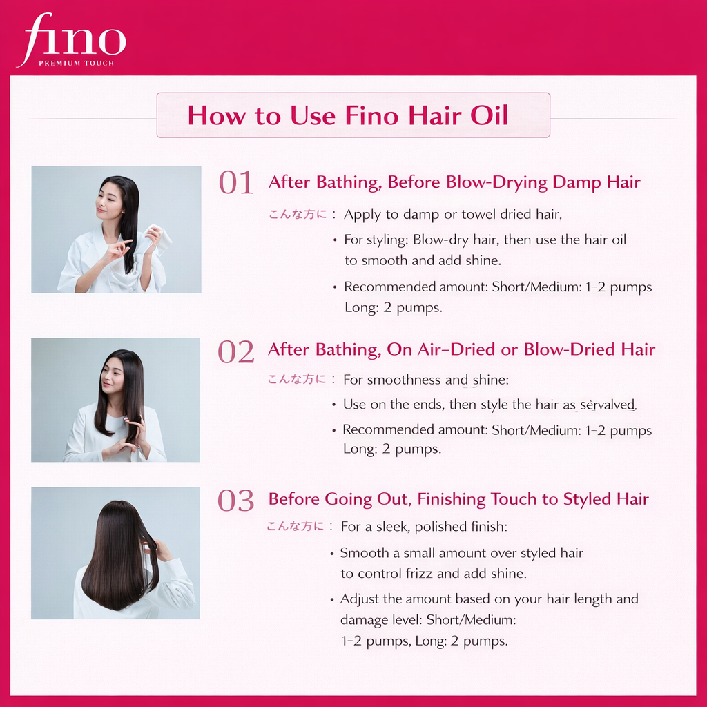 Fino Premium Touch Penetrating Beauty Serum Hair Oil Airy Smooth 70ml | Lightweight and Silky Finish, Damage Repair, Shiny Hair Care
