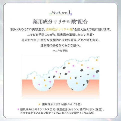 SENKA プレミアムパーフェクトホイップ クリア 120g｜ピーリング洗顔フォーム 毛穴・くすみ・ニキビ予防に