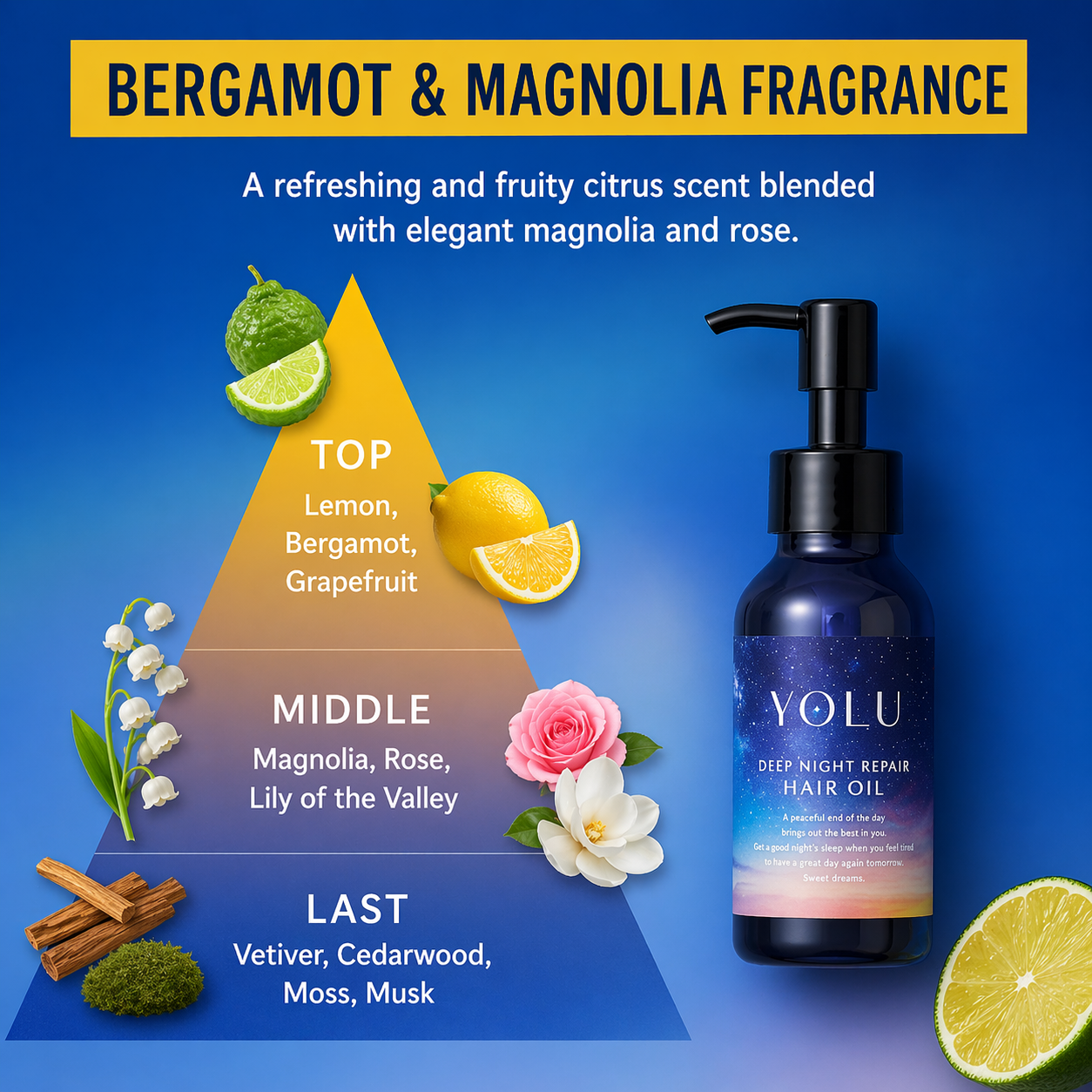 YOLU ヨル ヘアオイル ディープナイトリペア 80ml 日本製 夜間集中補修 洗い流さないヘアトリートメント ダメージケア うるおい 艶髪 ヘアケアオイル