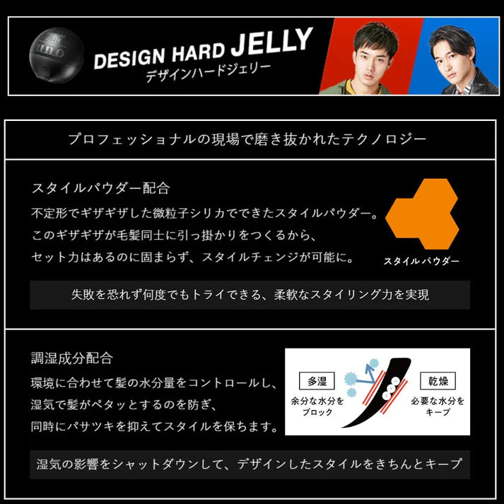 uno デザインハードジェリー ナチュラル 100g 自然な質感 ヘアワックス×ジェル メンズ スタイリング剤 固まらない  ウーノ