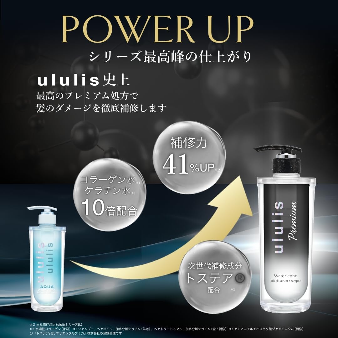ululis ウルリス プレミアム ウォーターコンク ブラックセラム ヘアオイル 100mL｜保湿 ダメージケア ツヤ髪 うねりケア アウトバスヘアオイル 日本製