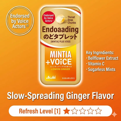 Asahi MINTIA +VOiCE Lemon Ginger 30 Tablets | Refreshing Tablets | Confectionery | Refreshing Mint | Made in Japan Asahi MINTIA