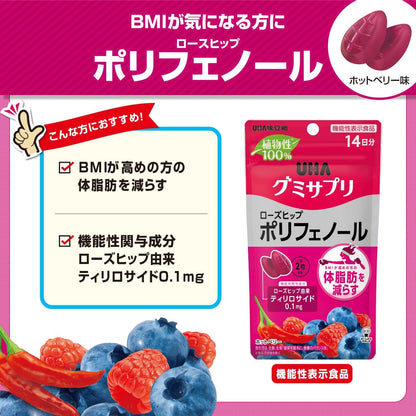 機能性表示食品 UHA味覚糖 UHAグミサプリ ローズヒップ ポリフェノール ホットベリー味 28粒 14日分 1日2粒
