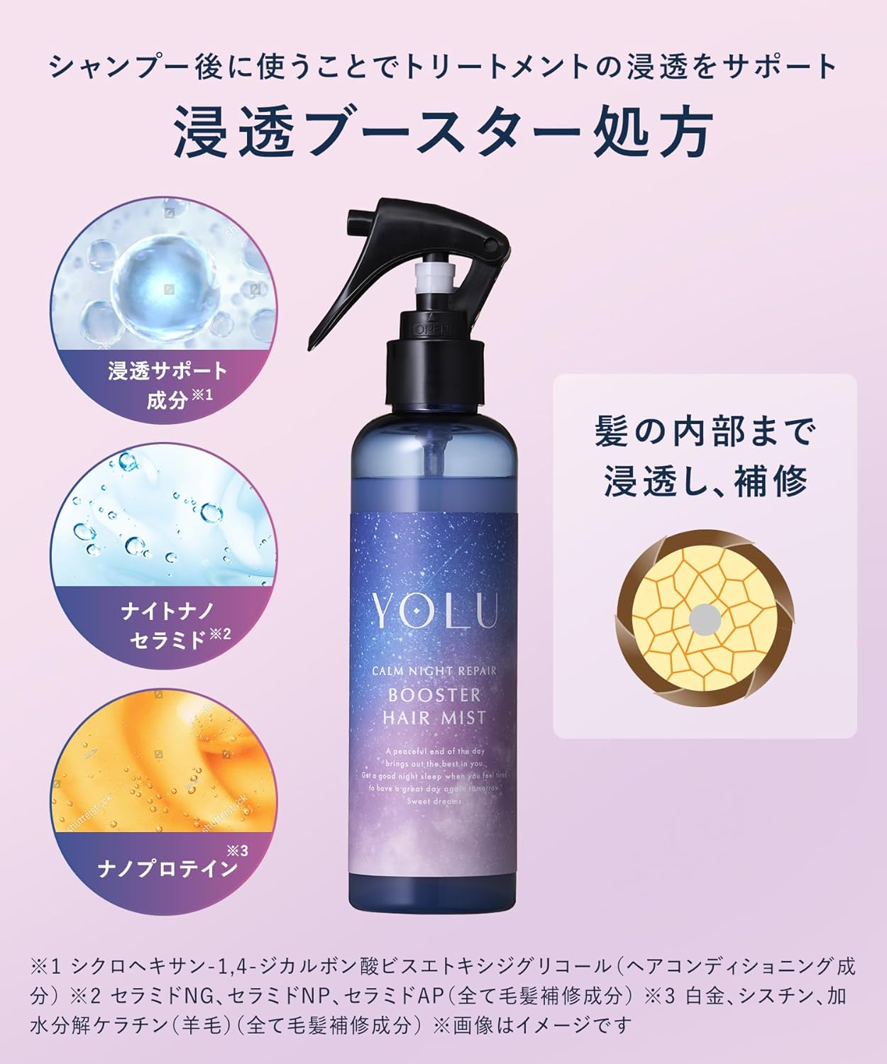 YOLU ヨル カームナイトリペア ヘアミストナイトケア ヘアフレグランス・ダメージ補修・保湿ミスト