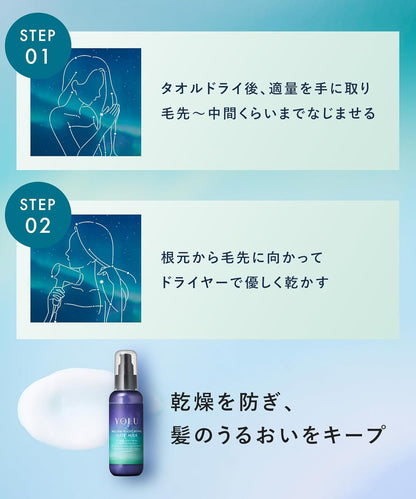 YOLU ヨル ヘアミルク メロウナイトリペア 80ml｜ナイトケア 洗い流さないトリートメント ダメージ補修 保湿 サラツヤ髪 日本製