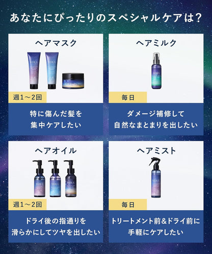 YOLU ヨル ヘアミルク メロウナイトリペア 80ml｜ナイトケア 洗い流さないトリートメント ダメージ補修 保湿 サラツヤ髪 日本製