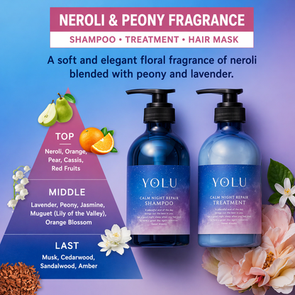 YOLU ヨル カームナイトリペア シャンプー 440ml ナイトケア シャンプー 保湿 ダメージ補修 うねり 乾燥 パサつき ツヤ髪 夜間美容 日本製