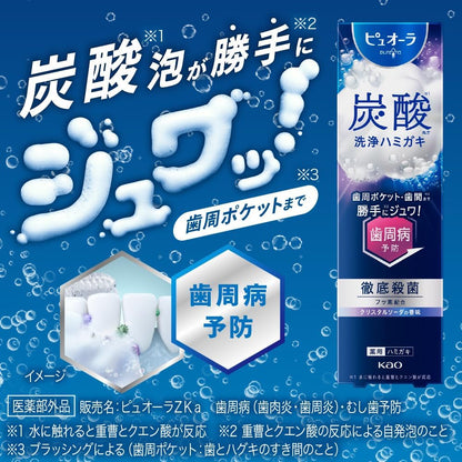 【医薬部外品】花王 薬用ピュオーラ 炭酸ハミガキ 95g | 歯周病予防 薬用泡ハミガキ 濃密炭酸泡 菌トラブルケア 日本のオーラルケア
