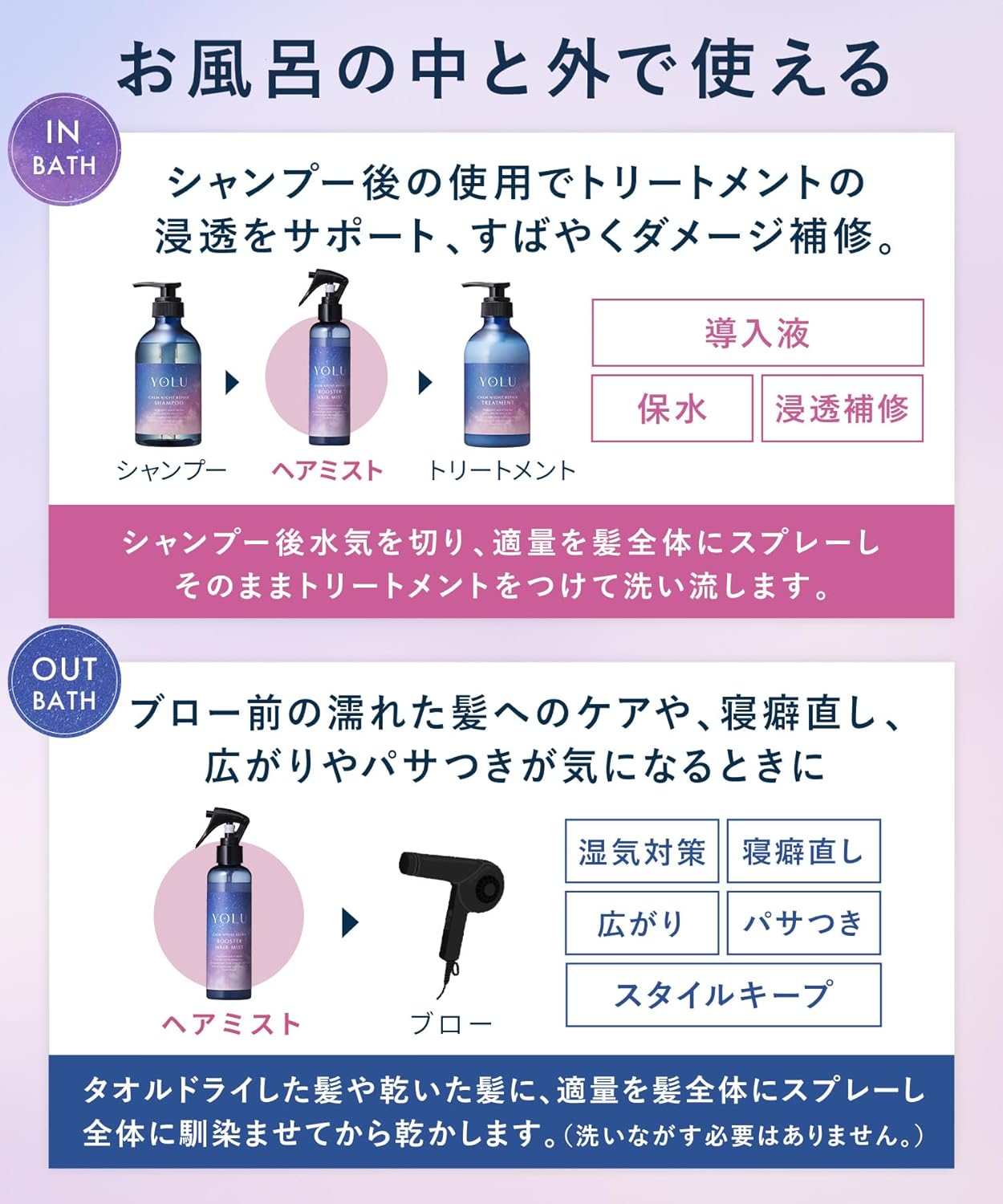 YOLU ヨル カームナイトリペア ヘアミストナイトケア ヘアフレグランス・ダメージ補修・保湿ミスト
