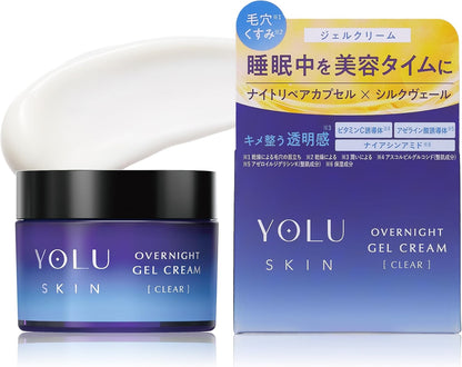 YOLU ヨル スキン オーバーナイト ジェルクリーム クリア 45g 毛穴ケア ナイトクリーム 皮脂バランス 透明感 さっぱり保湿 混合肌 脂性肌向け