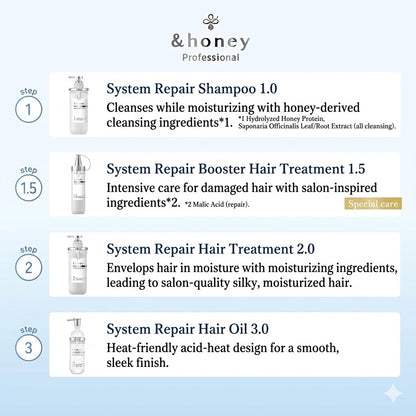 &honey アンドハニー プロフェッショナル システムリペア ヘアオイル 3.0 105ml（熱を味方にする酸熱設計・ハチミツ美容）