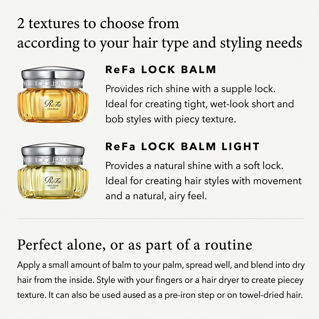 ReFa LOCK BALM 40g | Stylish Styling Balm, Hair Balm, Shape Memory, Lock, Fermented Oil, Heat Care, Moisturizing, Wet Look and Defined Strands, Floral Fruity Scent, Present, Gift, MTG, Japanese Hair Care