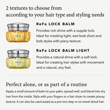 ReFa LOCK BALM 40g | Stylish Styling Balm, Hair Balm, Shape Memory, Lock, Fermented Oil, Heat Care, Moisturizing, Wet Look and Defined Strands, Floral Fruity Scent, Present, Gift, MTG, Japanese Hair Care