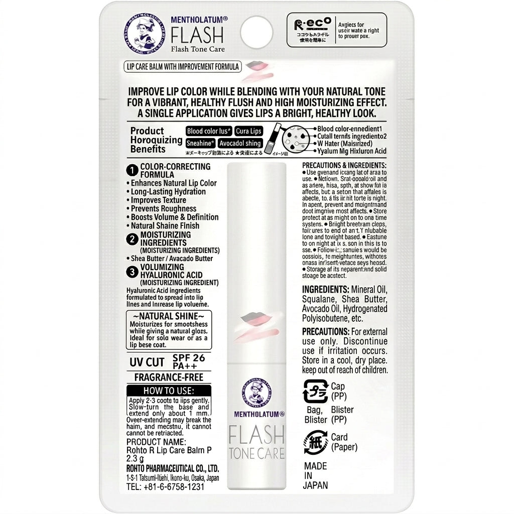 メンソレータム フラッシュトーンケア 唇色改善バーム 無香料 2.3g | 高保湿 UVカット SPF26 PA++ リップクリーム