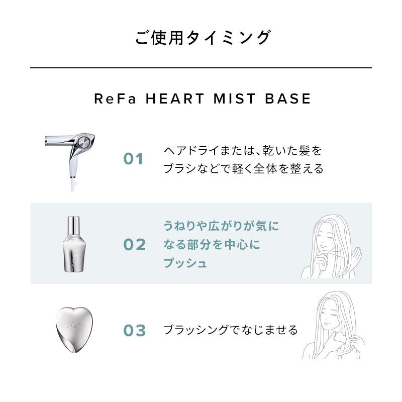 ReFa Heart Mist Base 150mL | Stylish Hair Priming Mist, Anti-Frizz and Humidity Control, Damage Repair, Floral Savon Scent, Gift, MTG Japanese Hair Care