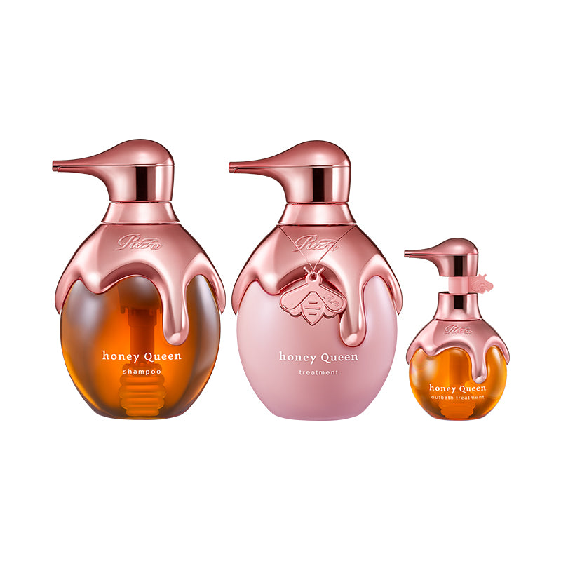 ReFa Honey Queen Rose Full Line 3-Piece Set (Shampoo, Treatment, Leave-in Treatment) | Frizz Care, Salon Quality