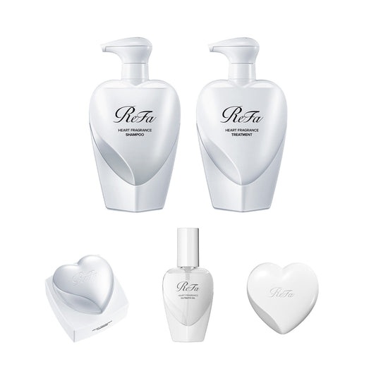 ReFa HEART FRAGRANCE Complete Set Oil White | Leave-in Hair Oil Damage Repair Present Gift MTG Japanese Hair Care