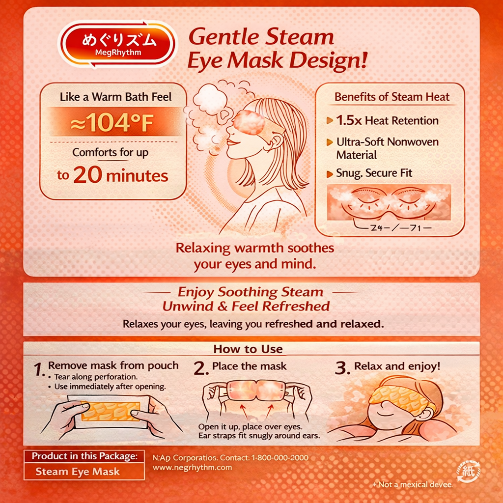 めぐりズム 蒸気めぐるアイマスク 無香料 12枚入り ホットアイマスク 使い捨て 約40℃ 約20分 温熱 蒸気 目の疲れ リラックス 睡眠 快眠 日本製