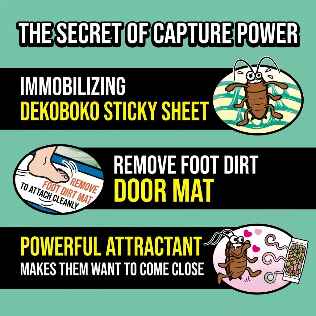 Earth Corporation Gokiburi Hoihoi + Cockroach Killer Trap 5 packs x 2 (total 10 sheets) | With powerful attractant and foot wipe mat, reliable Japanese-made house-shaped trap