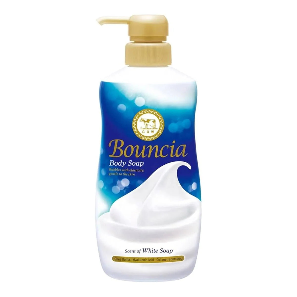 Cow Brand Bouncia Body Soap, White Soap Scent, Pump, 480ml