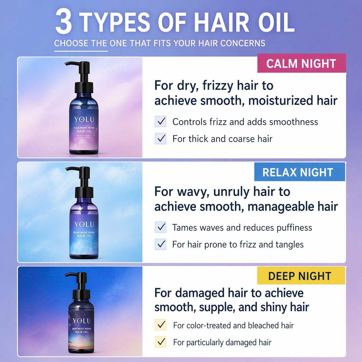 YOLU ヨル ヘアオイル リラックスナイトリペア 75mL 洗い流さないトリートメント 夜用ヘアオイル うねりケア くせ毛 広がり防止 保湿補修 ツヤ髪 アウトバスヘアオイル