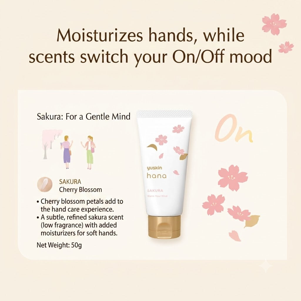 ユースキン ハナ ハンドクリーム サクラの香り 50g チューブタイプ 桜 高保湿 低刺激処方 ミニサイズ 手あれ スキンケア 日本製