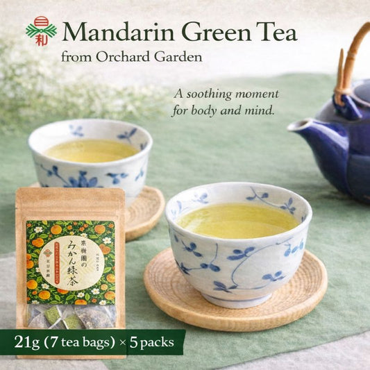 Japanese mandarin green tea bags set 7 bags x 5 packs from orchard
