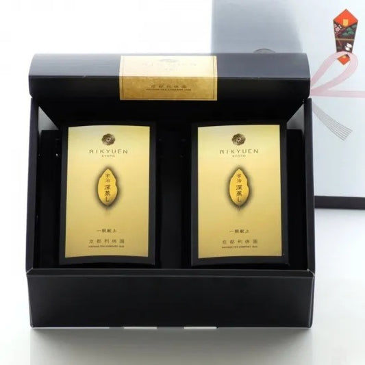 Premium Uji fukamushi deep steamed green tea two bottle set from Kyoto Japan
