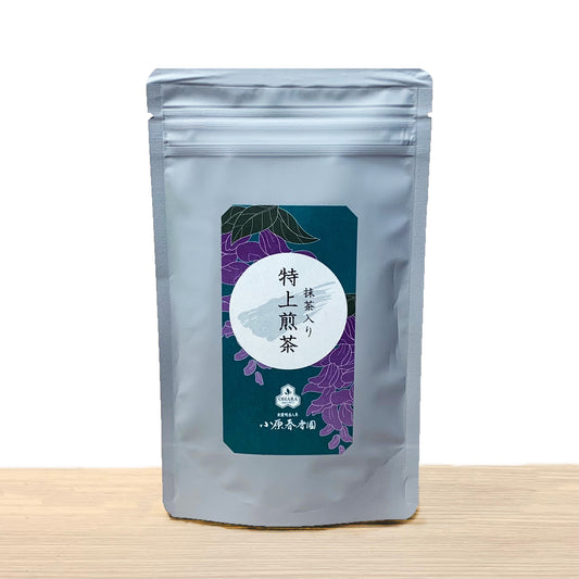 小原春香園 抹茶入り特上煎茶 鹿児島茶 80g | 創業明治八年 老舗茶舗 宇治抹茶贅沢ブレンド 鮮やかな濃緑色 濃厚な旨味と甘み プレゼント ギフト 日本のお茶